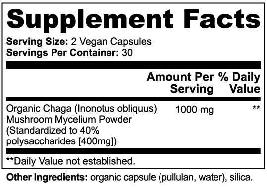Premium Chaga Mushroom 1000mg - Daily Wellness & Seasonal Support