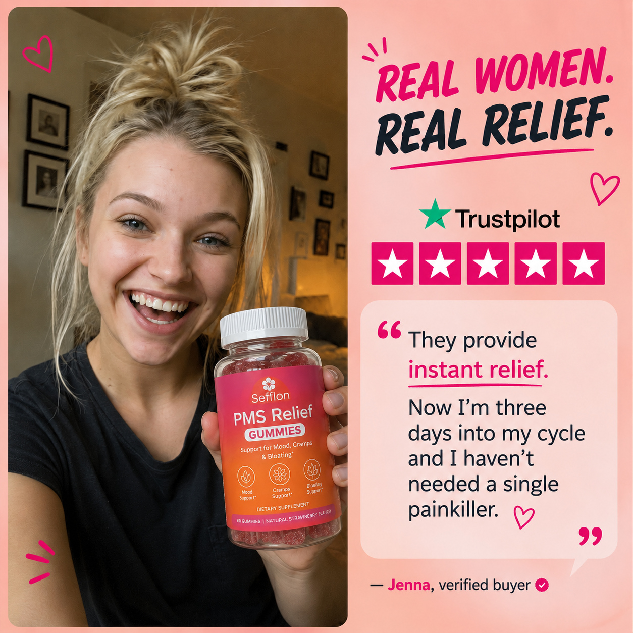 Sefflon PMS Period Relief Gummies - Anticramp Formula