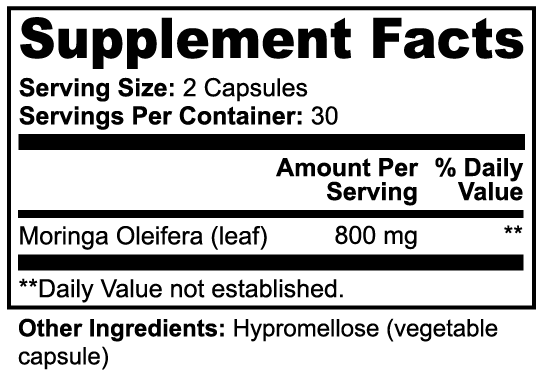 Premium Moringa Pure 800mg – Grundlegende Nährstoffe & Tägliches Gleichgewicht