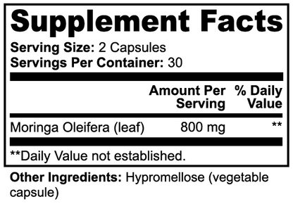 Premium Moringa Pure 800mg – Grundlegende Nährstoffe & Tägliches Gleichgewicht